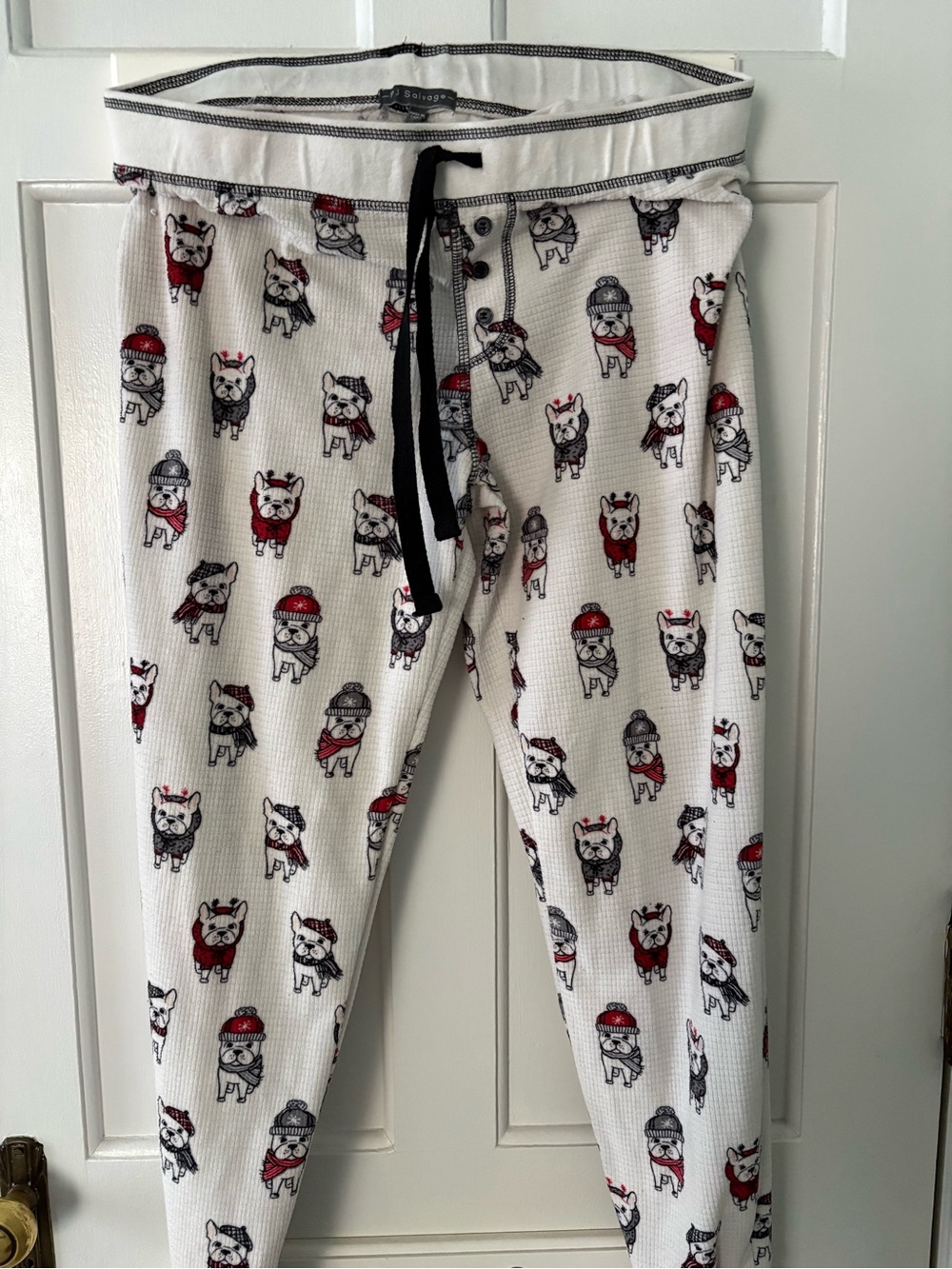 PJ Salvage Waffle Drawstring PJ Pants with French Bulldogs